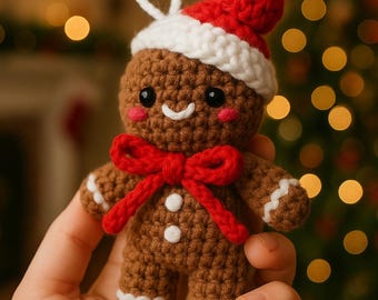 Crochet Gingerbread Pattern | Amigurumi Christmas Ornament | Holiday Decoration PDF | Beginner Friendly