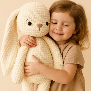 Giant Hug Me Bunny Crochet Pattern – Beginner Amigurumi Plush PDF – Floppy Ear Toy Tutorial