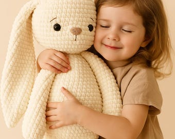 Giant Hug Me Bunny Crochet Pattern – Beginner Amigurumi Plush PDF – Floppy Ear Toy Tutorial