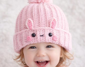 Bunny Ear Beanie Crochet Pattern PDF, Baby Easter Hat, Beginner Friendly