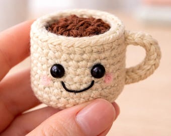 Mini Coffee Cup Crochet, Mug Keychain Pattern, Beginner Friendly, Plush Toy, Instant Download