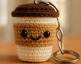 Coffee Cup Keychain Crochet Pattern PDF – Amigurumi Latte Cup Tutorial