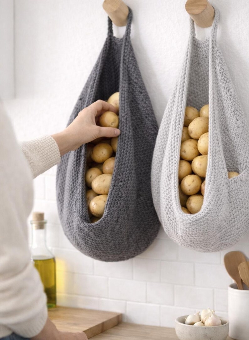 Hanging Crochet Basket Pattern PDF Wall Storage Organizer Large and ...