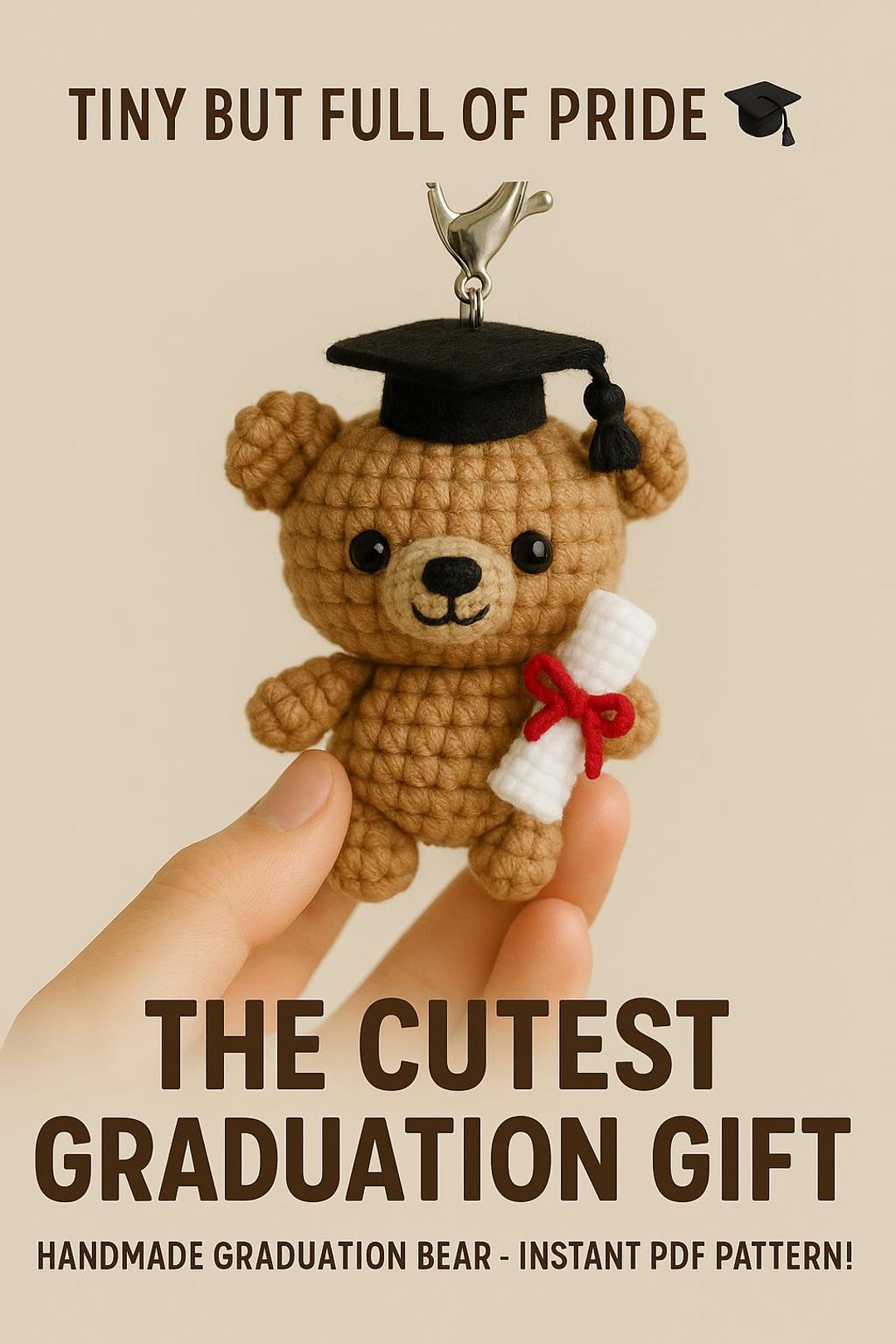 Keychain Graduation Bear Crochet Pattern โ Amigurumi PDF With Step by ...
