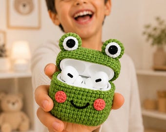 Frog AirPods Case Crochet Pattern: Kawaii Green Amigurumi (PDF)
