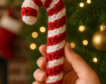 Crochet Candy Cane Ornament Pattern | Beginner Christmas DIY (PDF)