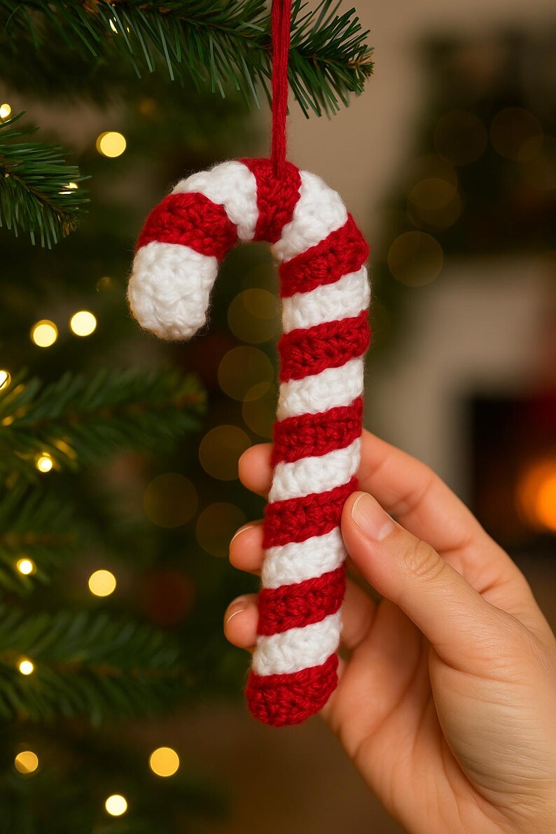 Crochet Candy Cane Ornament Pattern | Beginner Christmas DIY (PDF) - Etsy