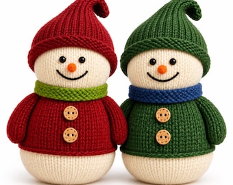 Snowman Knitting Pattern PDF, Christmas Snowman Doll, Winter Holiday Decor, Instant Download