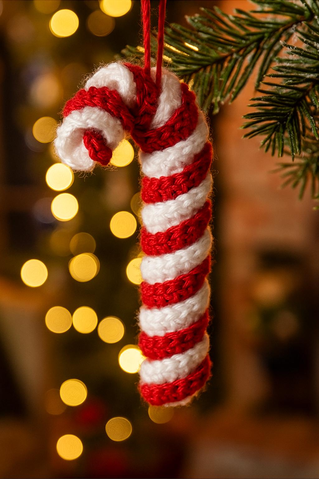 Crochet Candy Cane Ornament Pattern | Beginner Christmas DIY (PDF) - Etsy