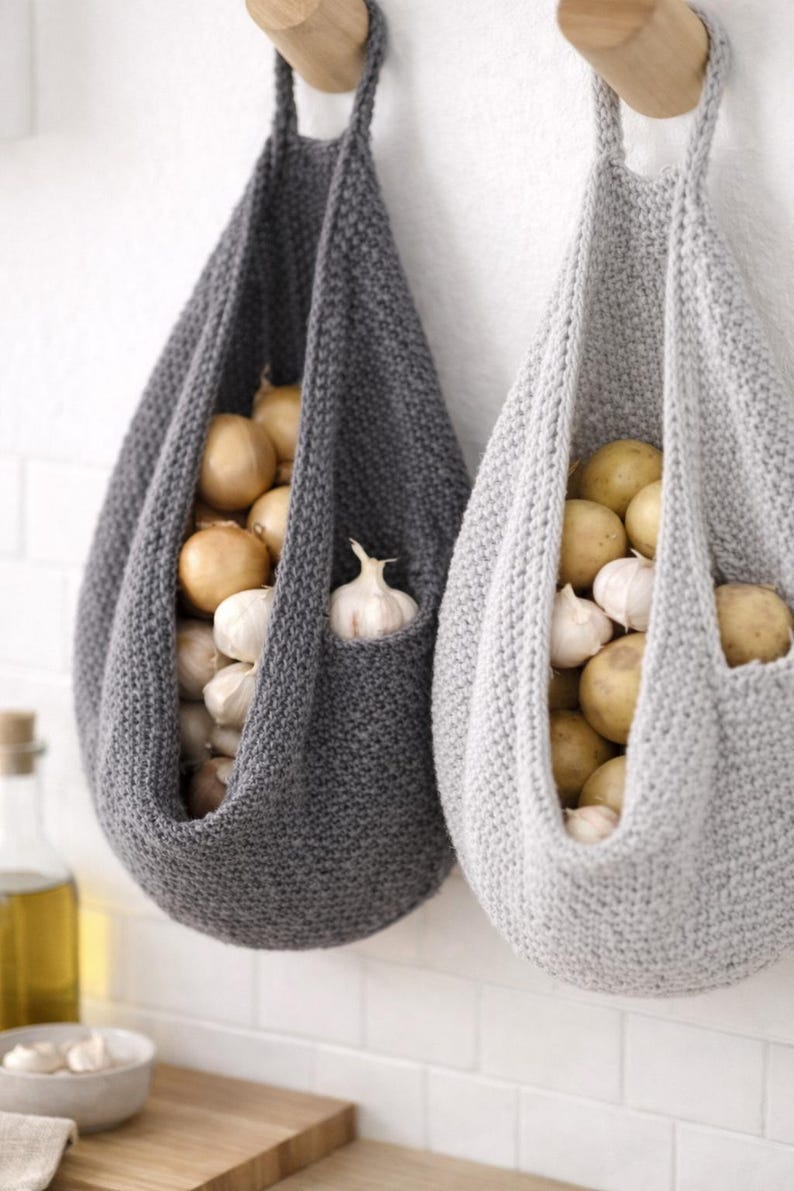 Hanging Crochet Basket Pattern PDF Wall Storage Organizer Large and ...