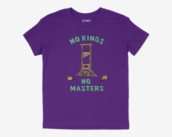 Maglietta per bambini "No Kings No Masters" / Maglietta per protesta anarchica giovanile / Maglietta per attivisti politici per adolescenti / Maglietta anti-autoritaria per ragazzi e ragazze