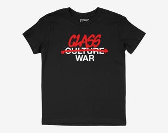 Maglietta per bambini "Class War" / Maglietta di protesta giovanile con disegno graffiti / Maglietta politica anti-miliardaria per adolescenti / Abbigliamento per attivisti ragazzi e ragazze