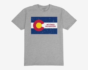 Colorado Flag Protest T-Shirt: No Kings No Masters Graphic Tee
