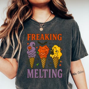 I&#39;m Freaking Melting Shirt Halloween Ice Cream Tee, Summerween Shirt, Spooky Cute T-Shirt,Cat Summer Shirt,Funny Retro Shirt