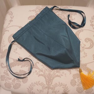 Regency style reticule / tote bag in jade green faux silk **Matching items available**