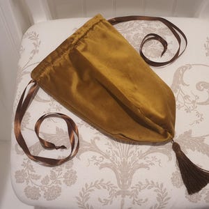 Regency style mustard velvet reticule / tote **Matching items available**