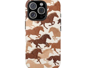 Funda para teléfono con estampado de caballo salvaje, diseño de caballos corriendo, estética vaquera del oeste, regalo del zodiaco (año del caballo)