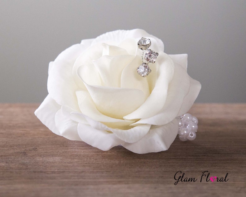 Child's Wrist Corsage. Small Cream White Rose w. Etsy