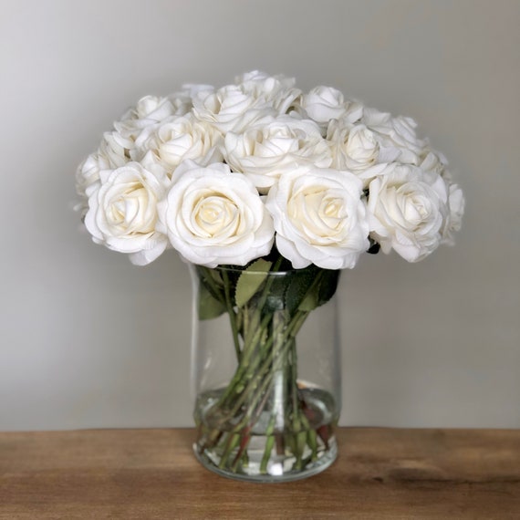 Arrangement de fleurs de rose Real Touch. Roses blanches crème - Etsy France