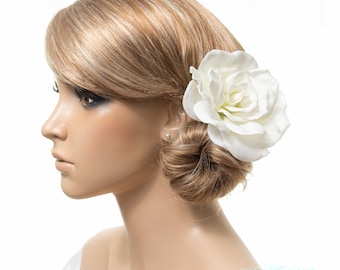 White Gardenia Hair Clip, Brooch, Pin Corsage, Fascinator, Real Touch Gardenias, Bride, Bridal Wedding Hair Clip Flower, Gardenia Collection