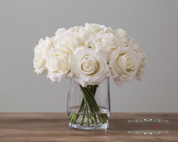 Arrangement de fleurs de rose Real Touch. Roses blanches crème - Etsy Canada