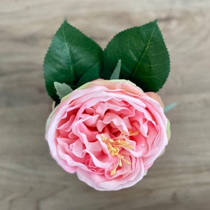 Single Rose Real Touch Flower Arrangement. Pink Rose in Pink Silver Mirror Vase. Light Pink Rose Wedding Centerpiece Bouquet image 3