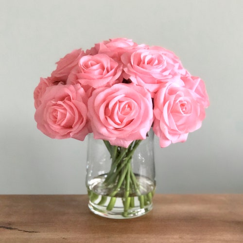 Real Touch Rose Flower Arrangement. Light Blush Pink Roses in Etsy