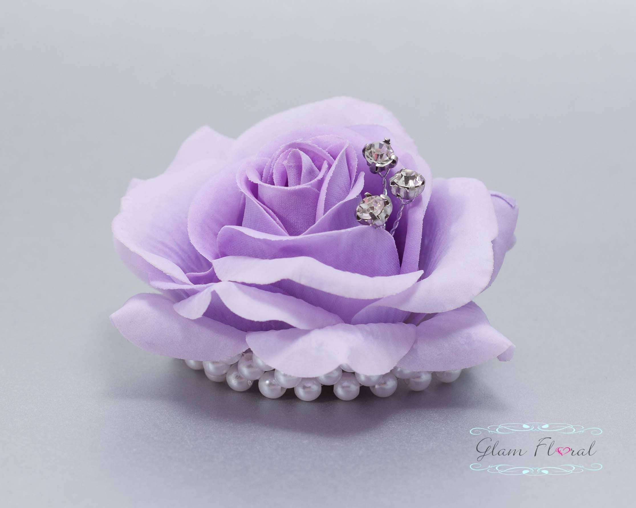 Child's Wrist Corsage. Small Lavender Rose w. rhinestones Etsy