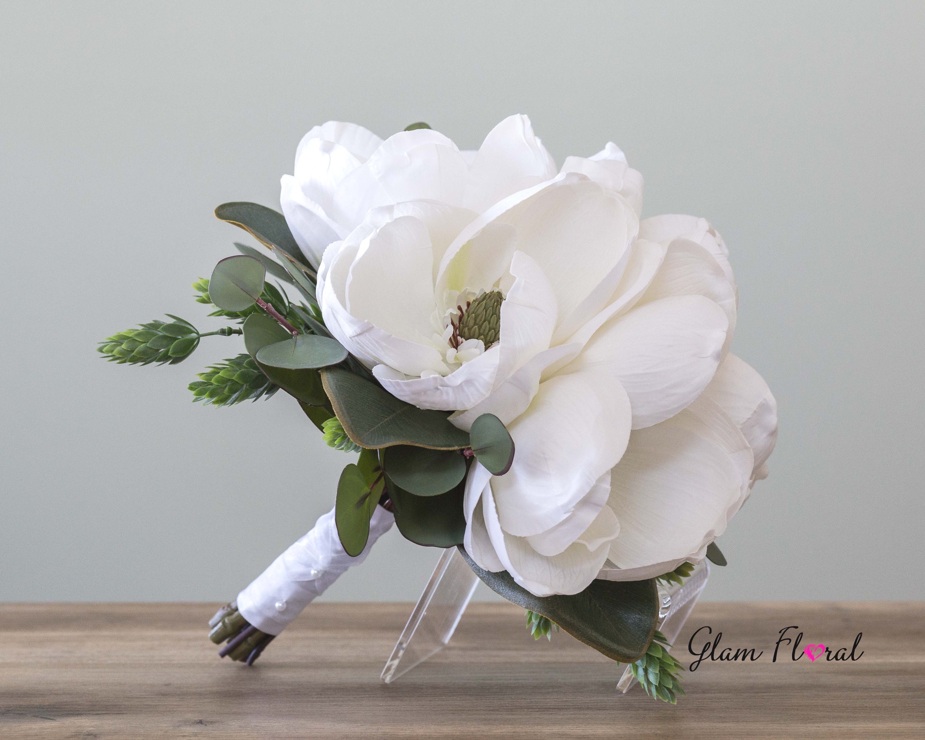 2 Heads/Sticks 36CM High Quality Faux Magnolia Silk Flower Bridal Bouquet  Wedding Party Garden Home Office Table Decoration