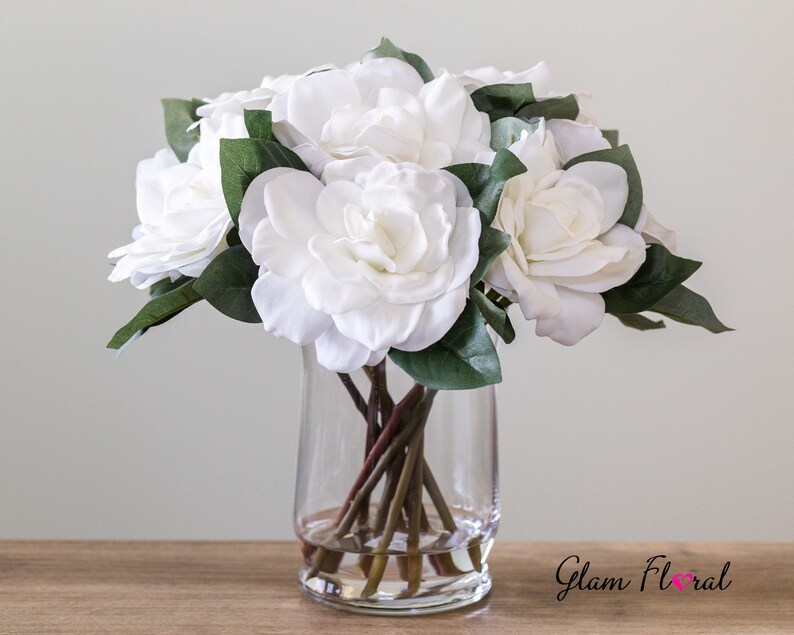 White Real Touch Gardenia Flower Arrangement. Gardenias with Etsy