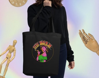 Stay Warm, Illustrated Eco Tote Bag (Black)