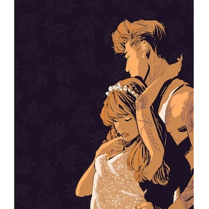 12X16 Romeo and Juliet, Tattoos, Illustrated Giclee Art Print, Pinup Art, Wall Art Illustration, Drawing, Girlfriend, Valentine&#39;s Day