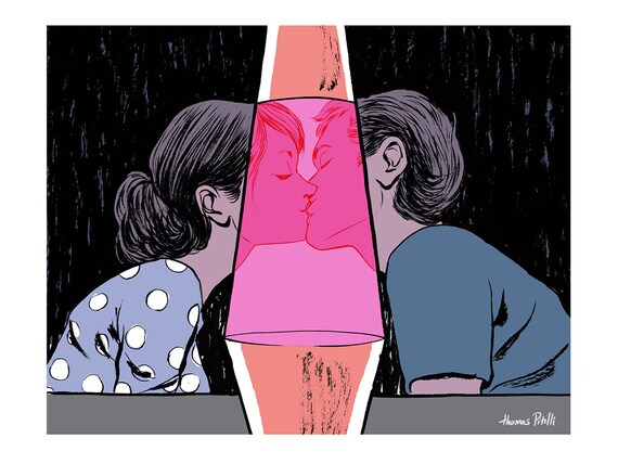 8X10 Lava Lamp Kiss, Romantic, Giclee, Art Print, Illustration and Drawing, Valentine's Day Gift, Boyfriend, Girlfriend, Husband, Wife, Love