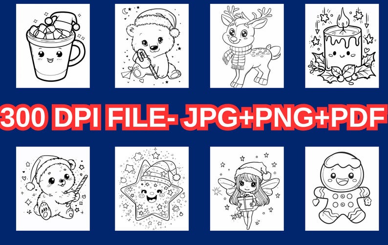 150 Cute Kawaii Christmas Coloring Pages for Kids | Holiday Coloring ...