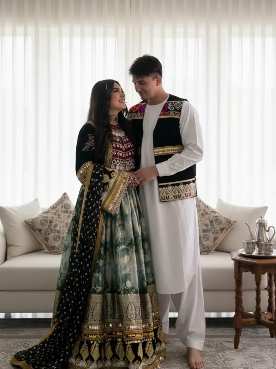 Lehenga Designs Couple Indo Western Engagement Dress For Bride