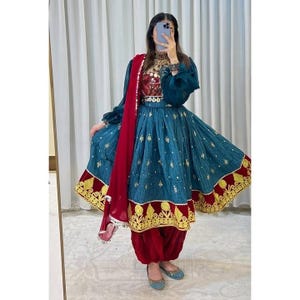 Afghan short party dress.attan kochi women dress
