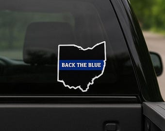 Calcomanía de vinilo Ohio Blue Lives Matter: Línea Azul Delgada para Auto