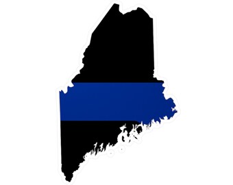 Calcomanía de vinilo de la Línea Azul Delgada de Maine: Pegatina de apoyo a las fuerzas del orden