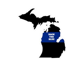Calcomanía de la Línea Azul Delgada de Michigan: Apoyo a las Fuerzas del Orden