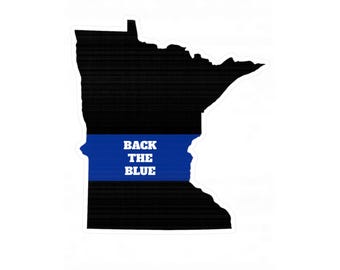 Calcomanía de vinilo de la delgada línea azul de Minnesota: Apoyo a las fuerzas del orden