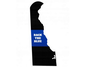 Calcomanía de la delgada línea azul de Delaware: calcomanía de apoyo a las fuerzas del orden