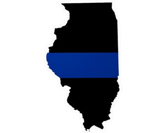Calcomanía de la Línea Azul Delgada de Illinois: Apoyo a las Fuerzas del Orden