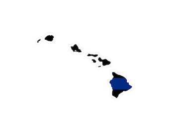 Calcomanía de la Línea Azul Delgada de Hawái: Pegatina de apoyo a las fuerzas del orden