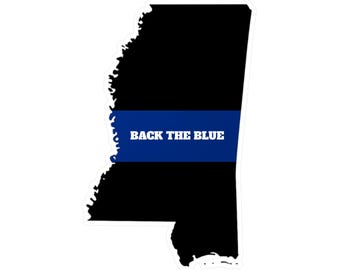 Calcomanía de la Línea Azul Delgada de Mississippi: Pegatina de apoyo a las fuerzas del orden