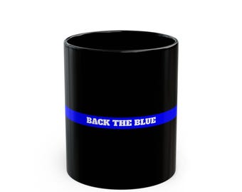 Taza de café Thin Blue Line: Back the Blue, regalo de apoyo policial