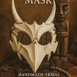 Bone skull mask / handmade fantasy crow / wolf skull for cosplay / Halloween / spooky season / creepy shamanic accessory