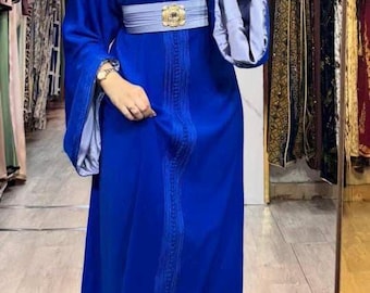 Elegant Moroccan Caftan | Statement Belt & Flared Sleeves | Takchita