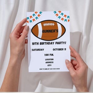 Custom Football Birthday Invitation - Printable Kids Party Invite