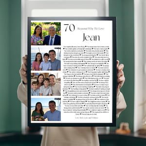 70 Reasons Why We Love… 70th Birthday Gift Milestone Birthday Photo Gift Editable Poster Gift for Him or Her Canva Template