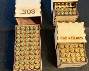 308 / 7.62 x 51mm Ammo Boxes Laser Files for 3mm Plywood(Digital files only)